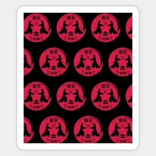 Japanese culture samurai pattern on black Magnet